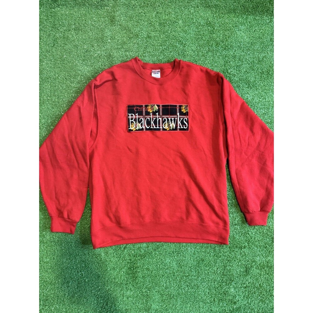 Vintage Red Chicago Blackhawks Pullover Crewneck Longsleeve Size Large